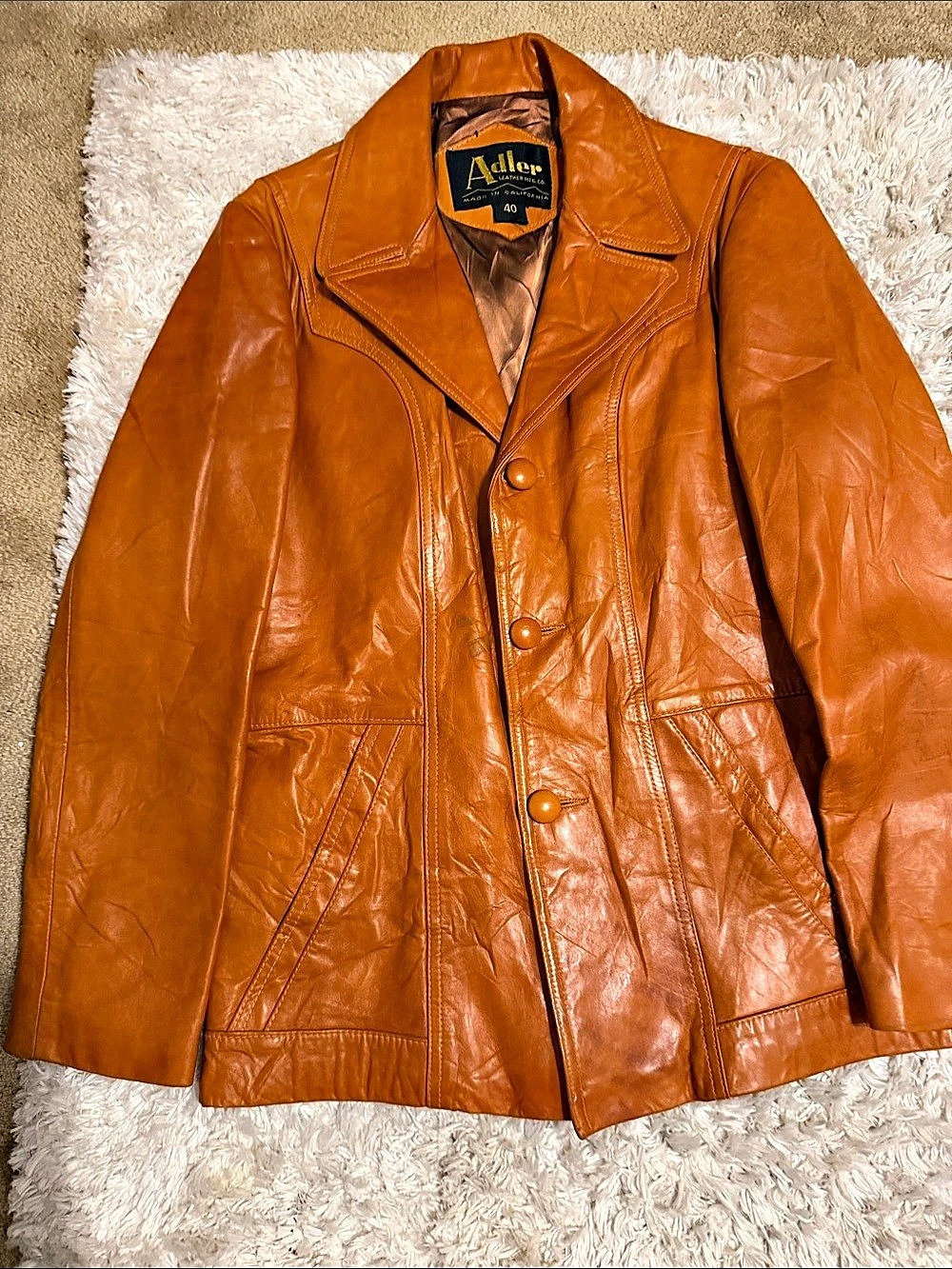 Adler Leather Jacket Brown Size 40